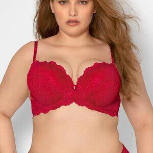 New Smart And Sexy Women's Size 40D Red Lace Push up Underwire Bra